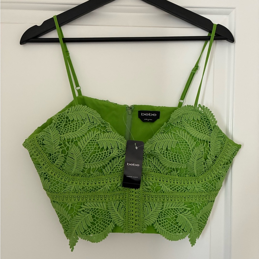 Bebe Neon Green Lace Top